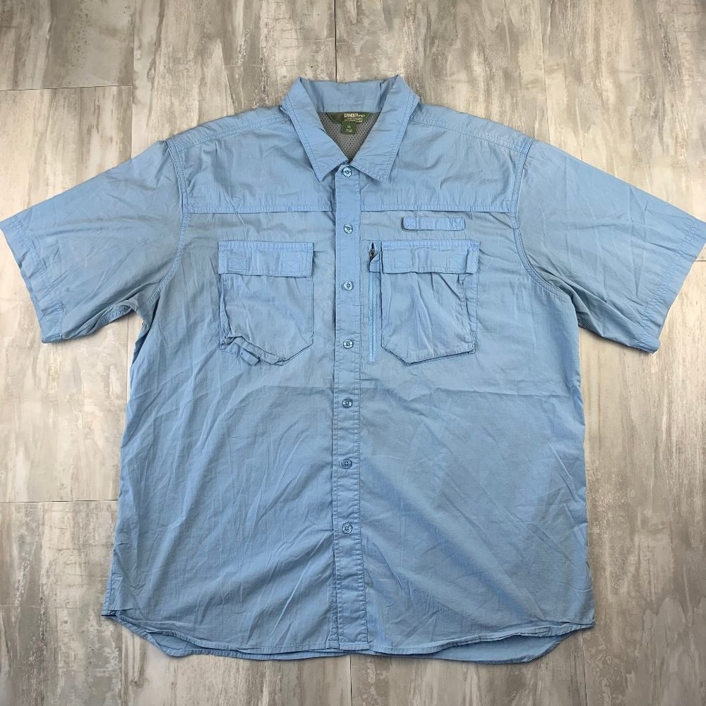 Gander Mountain Short Sleeve Button Up Vented Fishing Shirt Mens XL Blue
